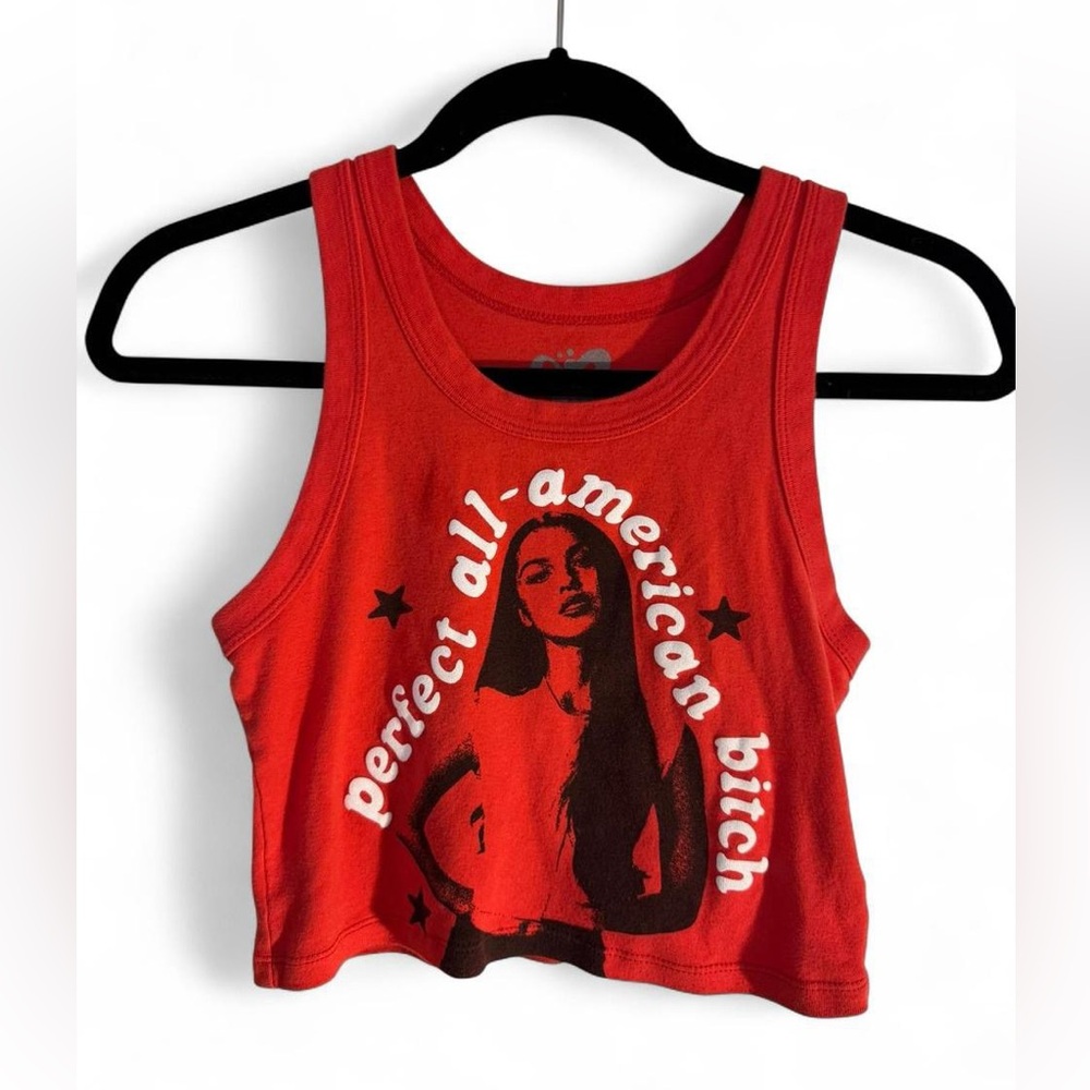 Olivia Rodrigo Red Graphic Crop Tank Top - Perfect All-American